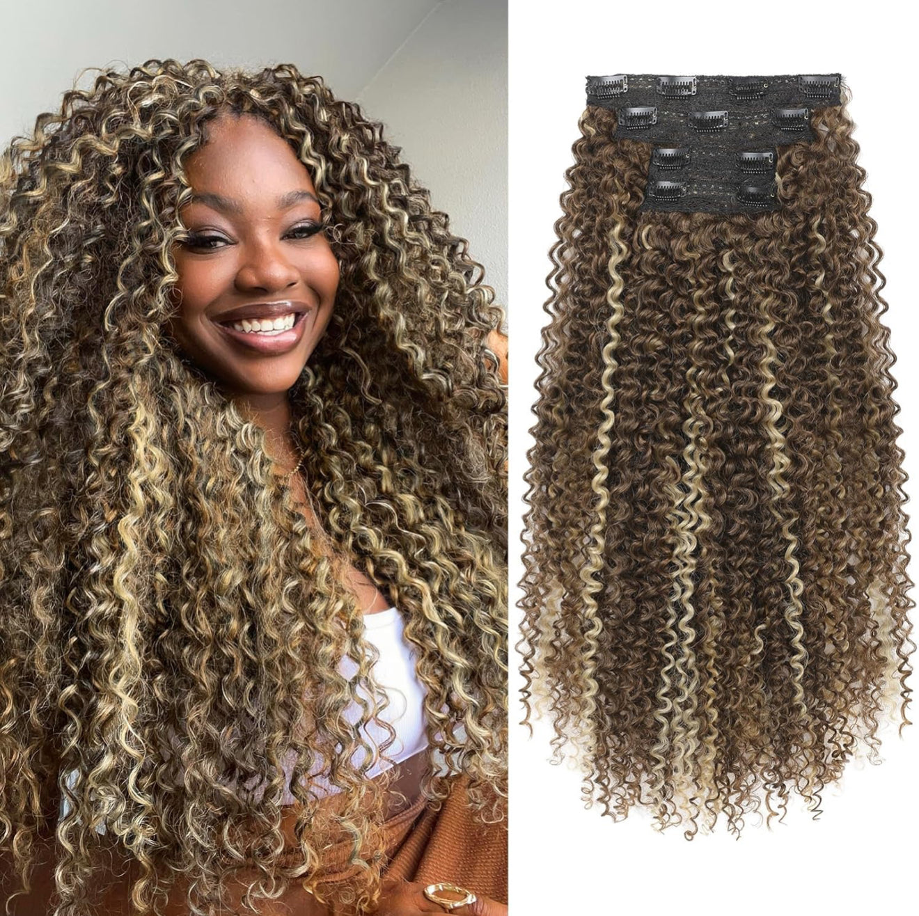 EXTENSIONES RIZADAS DE CLIP Color - Dark brown w highlights – JENIFFER ...