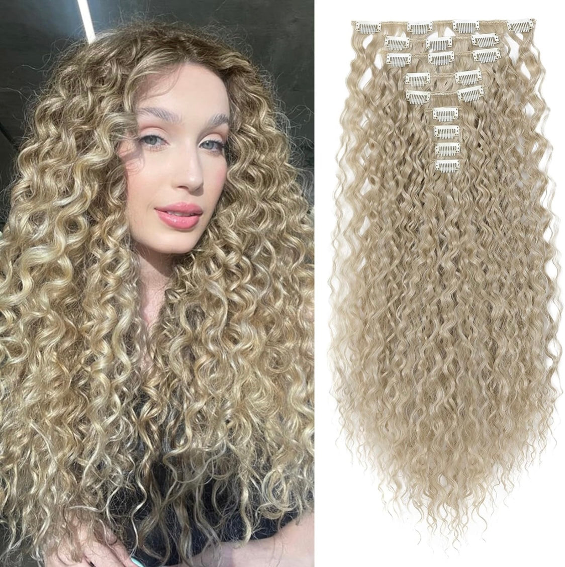 EXTENSIONES RIZADAS DE CLIP Color - Ash Blonde – JENIFFER CABELLOS