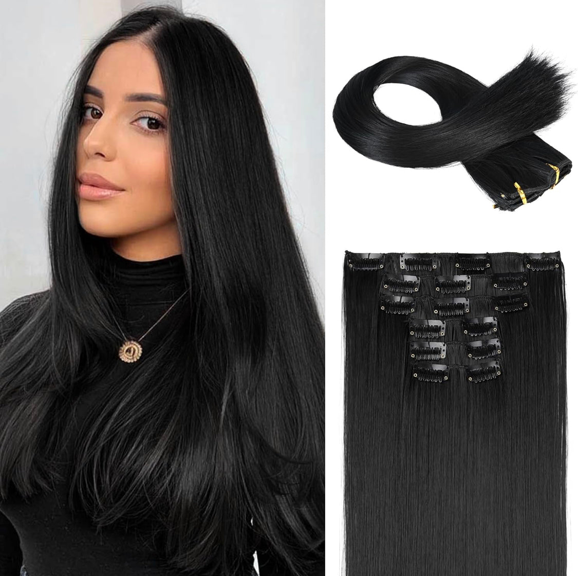 EXTENSIONES LACIAS DE CLIP Color - Black 1B