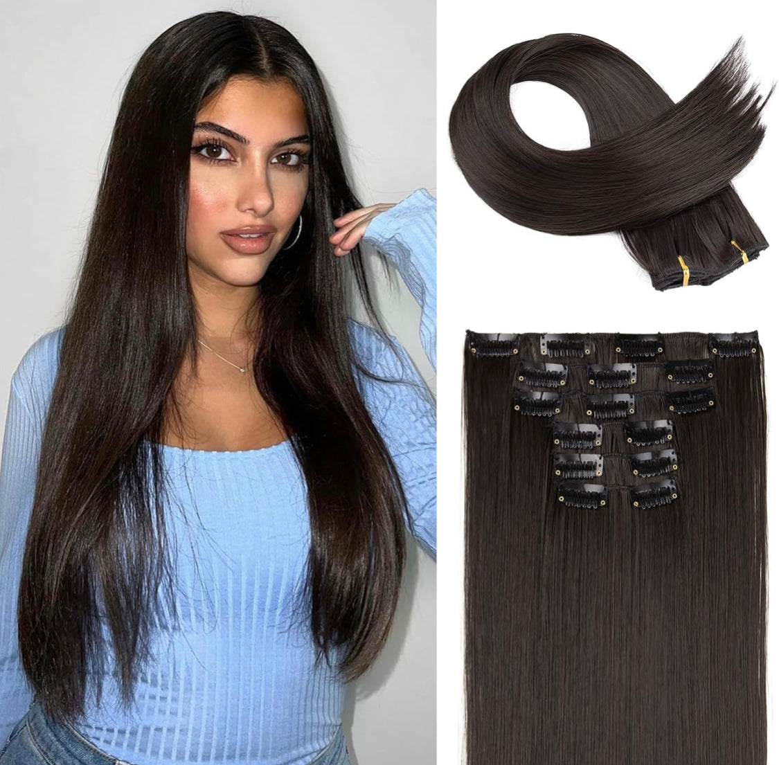 EXTENSIONES DE CLIP LACIAS Color - Dark Brown