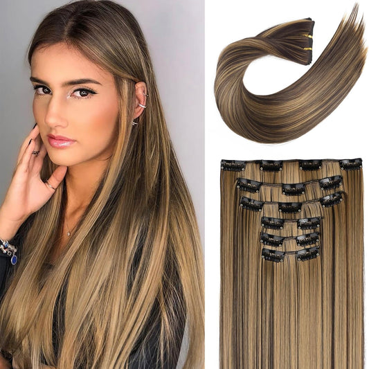 EXTENSIONES DE CLIP LACIAS Color - Deep Brown with Dirty Blonde