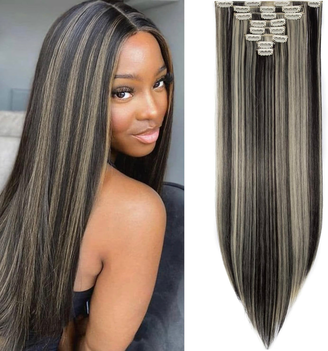 EXTENSIONES DE CLIP LACIAS Color - Black w Hightlights